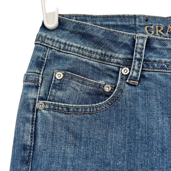 NWT GRACE in LA Women's Flare Leg Buttons High Rise Stretch Blue Denim Jeans 26 - Picture 13 of 16
